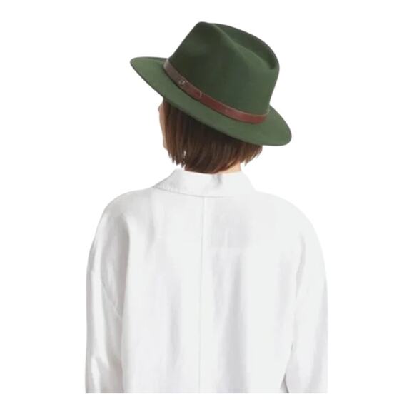 Brixton Messer Fedora Moss Green Large Optional Feather NWT - Picture 2 of 16